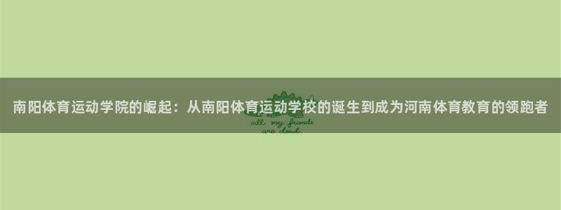 凯发官方平台体育:南阳体育运动学院的崛起:从南阳体育运动学校